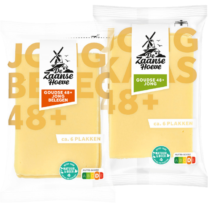 De Zaanse Hoeve kaas jong of jong belegen 48+ in plakken 190 gram