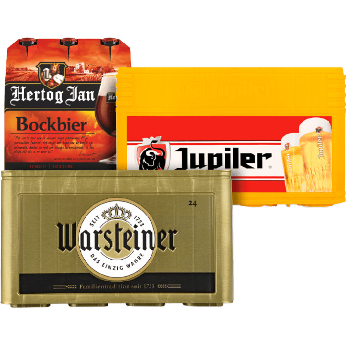 Alle Hertog Jan, Warsteiner of Jupiler multipacks of kratten*