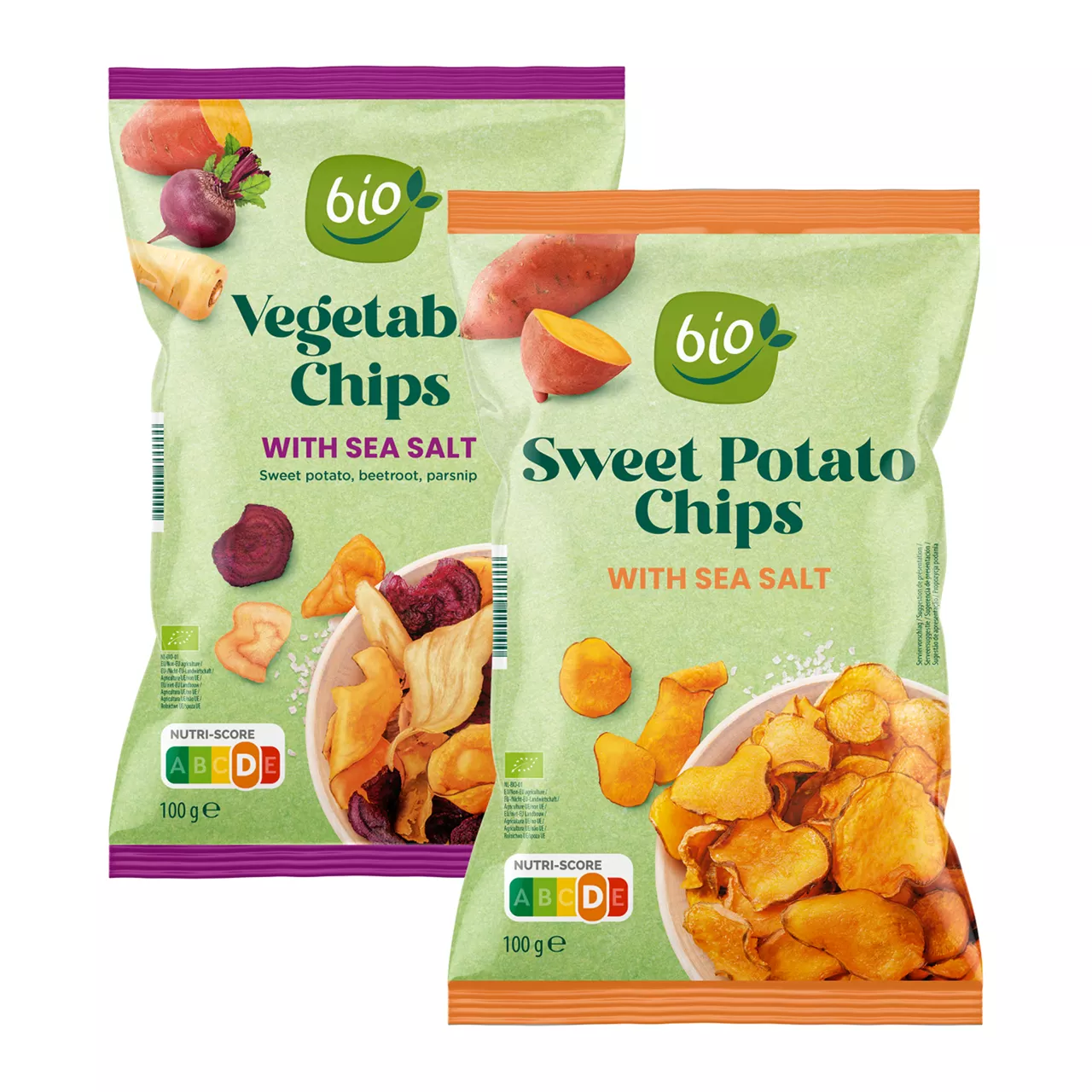 BIO Groente- of zoete aardappelchips