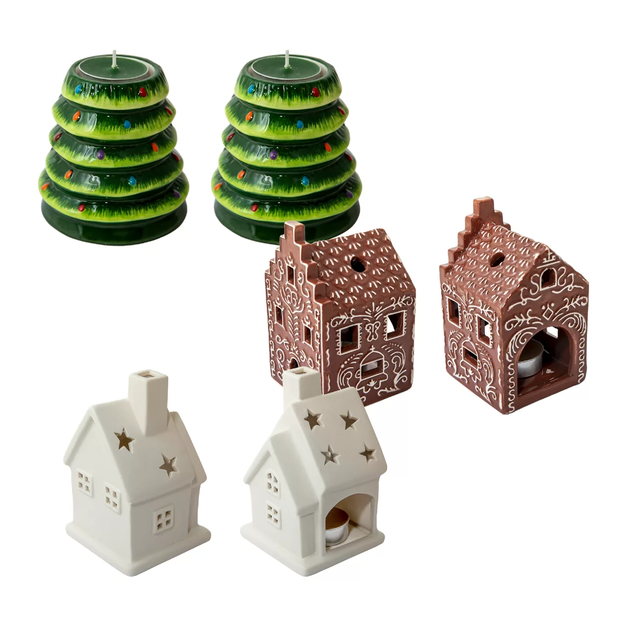 HOME CREATION 2-pack keramische theelichthouders