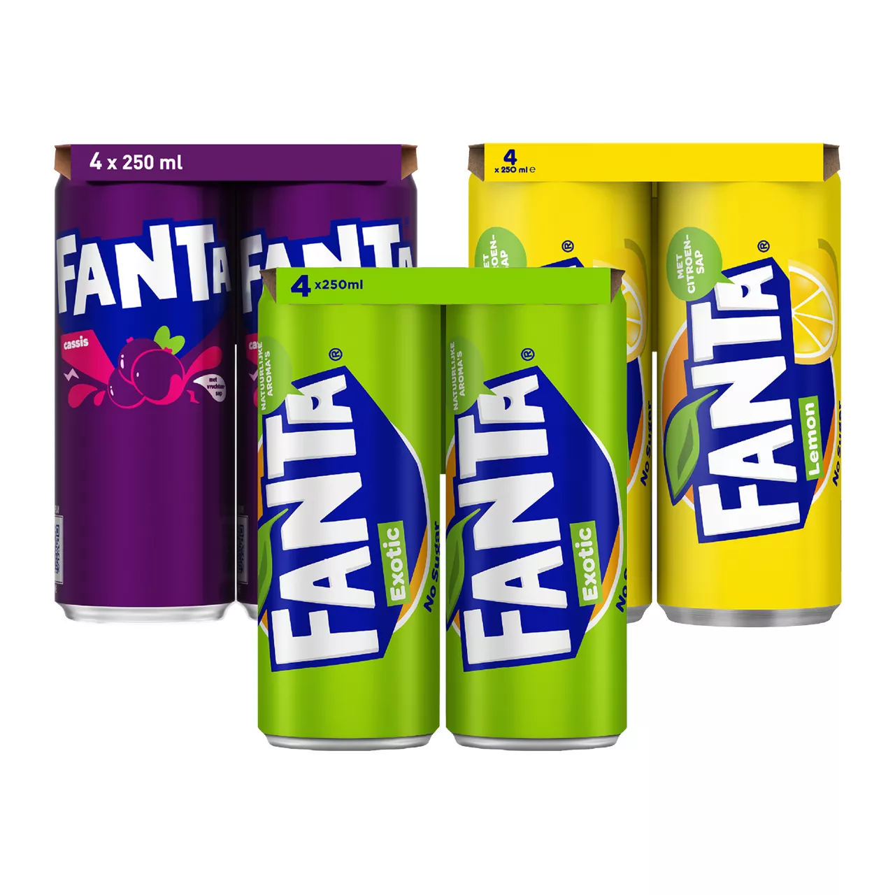 FANTA 4-pack cassis, exotic of lemon zero