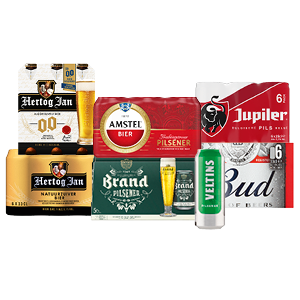 Pils van Amstel, Brand, Hertog Jan, Jupiler, Bud of Veltins