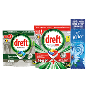 Gratis Lenor geurparel zeebries bij aankoop van Dreft vaatwastabletten