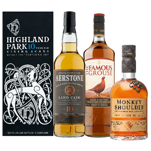 Famous Grouse, Aerstone, Highpark of Monkey Shoulder Whisky