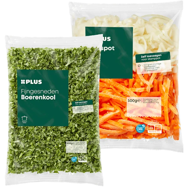 PLUS Andijvie fijngesneden, hutspot, zuurkool en boerenkool