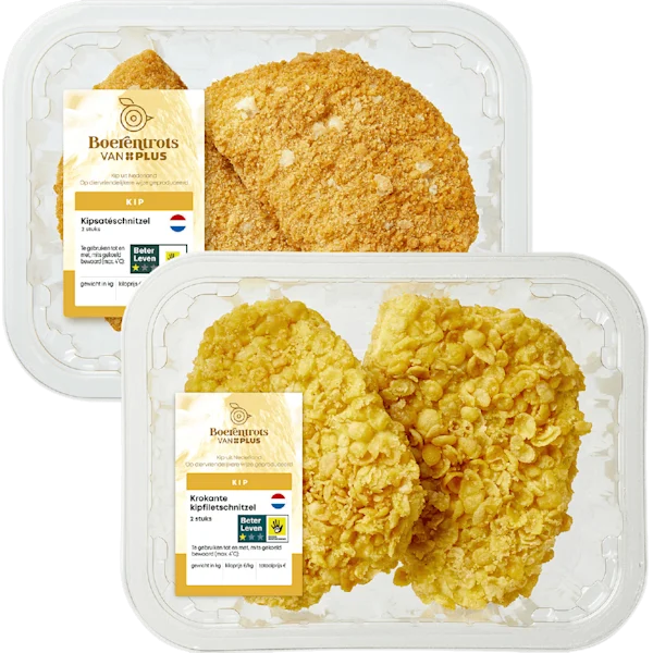Boerentrots van PLUS Kipschnitzels