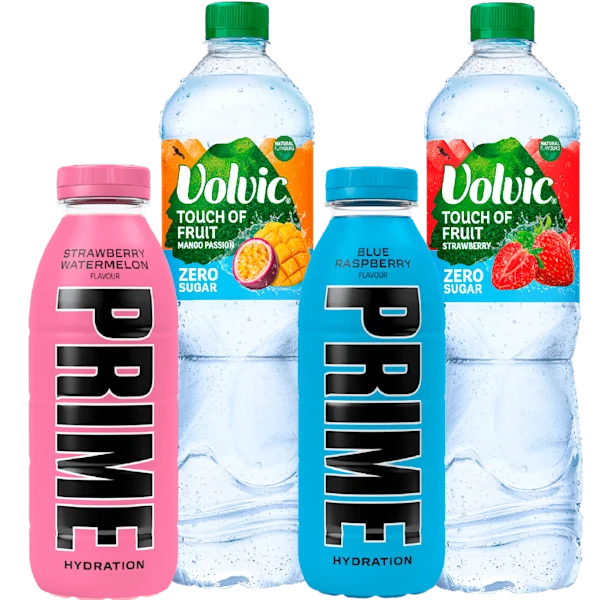 Alle Volvic Touch of fruit en Prime Hydration
