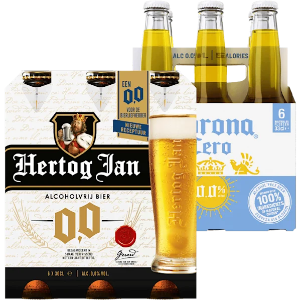 Alle Hertog Jan en Corona 0.0%