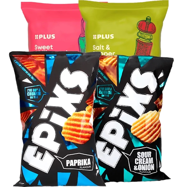 PLUS Kettle cooked chips en Epixs Ribbelchips