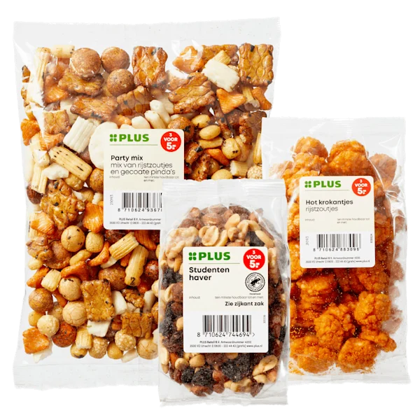 PLUS Pinda's, noten of rijstzoutjes