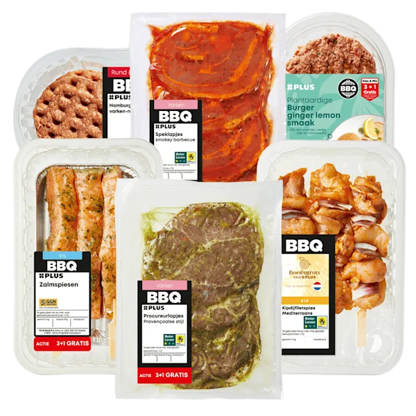 PLUS BBQ Vlees, vis en vegan