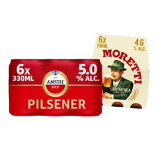 Amstel pilsener tray van 6 flesjes/blikken à 30...