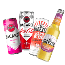 Breezer of Bacardi razz & up, limon & lemonade...
