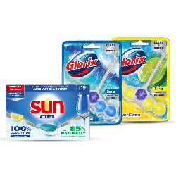 alle Glorix toiletblokken of Sun vaatwastabletten
