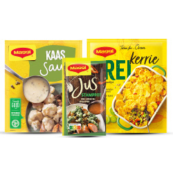 alle Maggi saus, mixen of jus