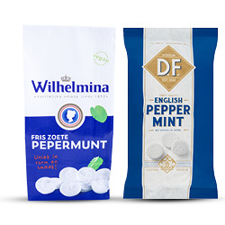 alle Ricola zakjes, Wilhelmina of Fortuin pepermunt 200/450 gram